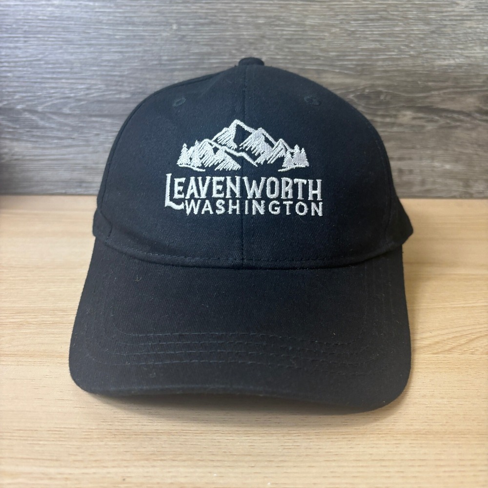 Leavenworth Hat Cap Snap Back Black Washington Outdoors Adjustable